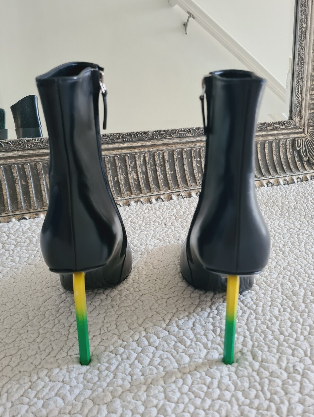 OFF-WHITE Allen Gradient Stiletto Heel Ankle Boots Black EU 38 US 8 Org $1,420 - Picture 5 of 14
